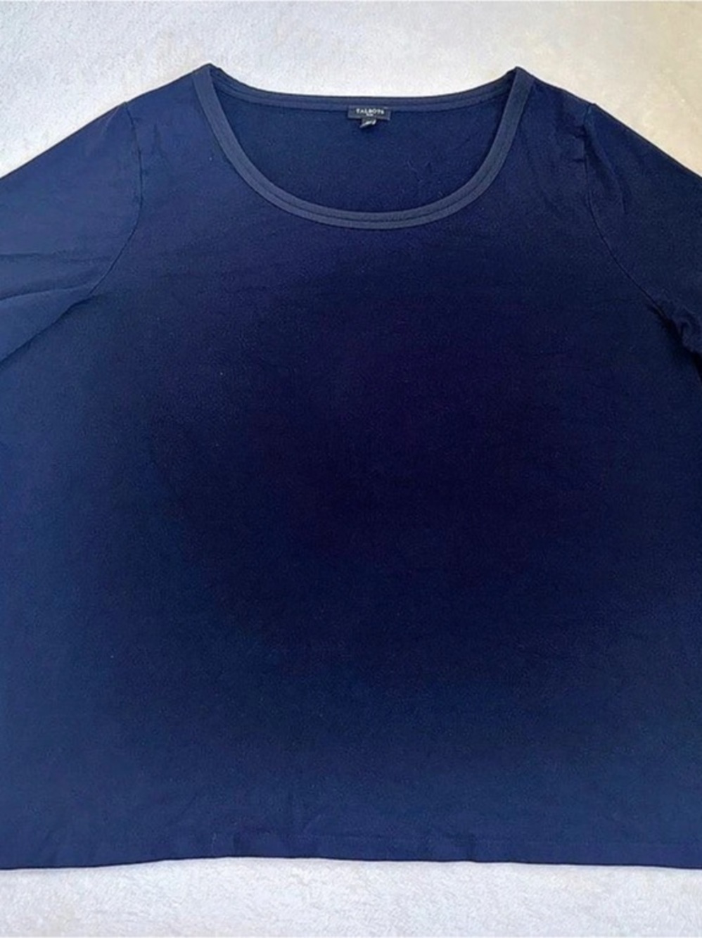 Womens Talbots Plus 2X Navy Blue Short Sleeve Crew Neck Tee T Shirt Top